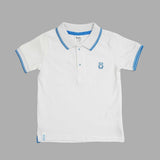 Baby Boys Collar Neck Half Sleeve White Polo T-Shirt