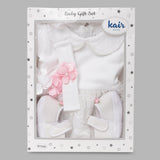 Baby Girls White Party Wear Set-4pcs Gift Set