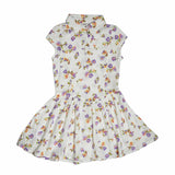 Kid Girls Collar Neck Cap Sleeve Dress