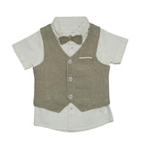 Baby Boys Waist Coat,Shirt With Bow Tie And Shorts(4pcs Set)
