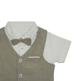 Baby Boys Waist Coat,Shirt With Bow Tie And Shorts(4pcs Set)