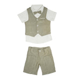 Baby Boys Waist Coat,Shirt With Bow Tie And Shorts(4pcs Set)