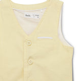 Baby Boys Collar Neck Roll Up Sleeve Shirt with Bow Tie, Waist Coat And Pant Set(4pcs pack)