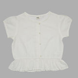 Kid Girls Peplum Hem Puff Sleeve Top