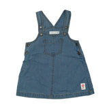 Baby Girls Denim Pinafore Dress With Inner Striped T-Shirt (2pcs Set)