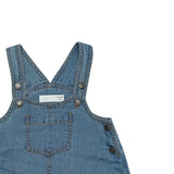 Baby Girls Denim Pinafore Dress With Inner Striped T-Shirt (2pcs Set)