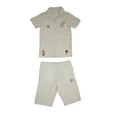 Kid Boys Safari Collar Neck Half Sleeve Shirt With Bermuda(2Pcs set)