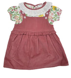 Baby Girls Pinafore Dress & Puff Sleeve Inner Top With Head Band (3pcs set)