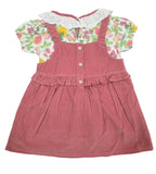 Baby Girls Pinafore Dress & Puff Sleeve Inner Top With Head Band (3pcs set)