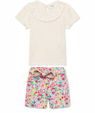 Baby Girls Self Tie Up Waist Printed Shorts