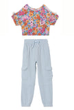 Kid Girls Kimono Sleeve Cropped Top