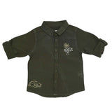 Baby Boys Olive Green Embroided Shirt