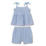 Baby Girls Gingham Checks Spaghetti Top With Bloomer Shorts 2pcs Set