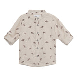 Baby Boys Grandad Neck Roll Up Sleeve Printed Shirt