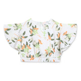 Kid Girls V Neck Flutter Sleeve Cropped Top