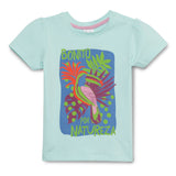 Baby Girls Round Neck Puff Sleeve Green Graphic T-Shirt