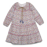 Kid Girls Decorative Tie Up Neck Printed Dress