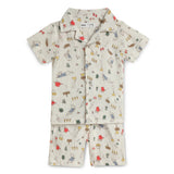 Baby Boys Safari Collar Neck Shirt With Shorts(2pcs Co-ord Set)