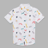 Kid Boys Collar Neck Half Sleeve Printed Shirt