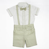 Baby Boys Shirt With Suspender Shorts and Bow Tie(3pcs set)
