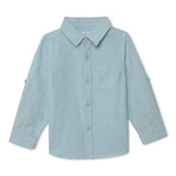 Baby Boys Collar Neck Roll Up Sleeve Shirt