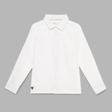 Kid Boys Collar Neck Roll Up Sleeve White Shirt