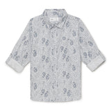 Kid Boys Collar Neck Roll Up Sleeve Shirt