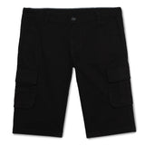 Kid Boys Solid Twill Black Cargo Bermuda