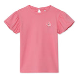 Kid Girls Round Neck Pleated Balloon Sleeve Top