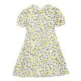 Kid Girls Tie Up Neck Puff Sleeve Printed Dress