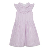 Kid Girls Collar Neck Striped Sleeveless Dress
