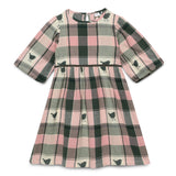 Kid Girls Frill Neck Balloon Sleeve Checks Dress