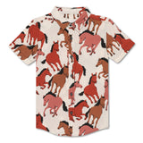 Kid Boys Safari Collar Neck Half Sleeve Printed Shirt