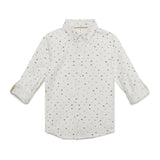 Kid Boys Collar Neck Roll Up Sleeve Shirt
