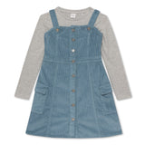 Kid Girls Pinafore Dress With Full Sleeve T-Shirt (2Pcs Set)