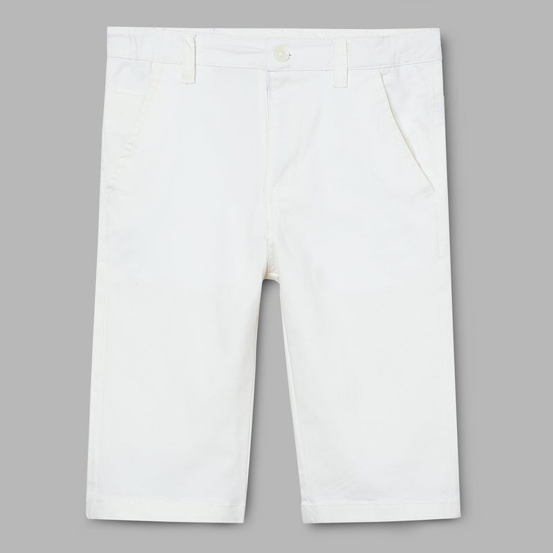 Kid Boys Solid Twill Off White Bermuda