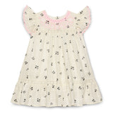 Girls Round Neck Frill Sleeve Dress