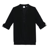 Kid Girls Roll Up Sleeve Black Viscose Top