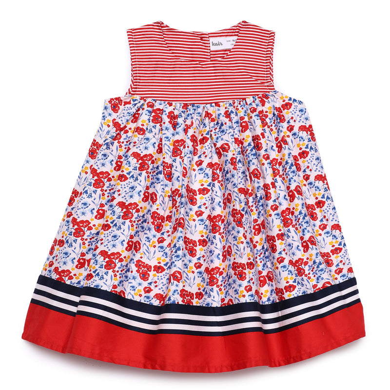 Baby Girls Decorative Sleeveless Printed Dress