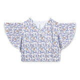 Kid Girls V Neck Flutter Sleeve Cropped Top