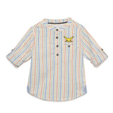 Baby Boys Grandad Neck Roll Up Sleeve ''Pikachu Print'' Shirt