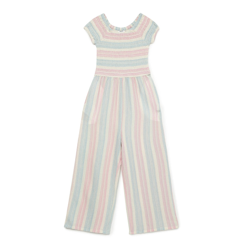 Kid Girls Round Neck Raglan Sleeve Jumpsuit