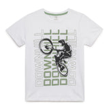 Kid Boys Round Neck White Graphic Printed T-Shirt