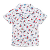 Baby Boys Safari Collar Neck Half Sleeve Printed Muslin Shirt
