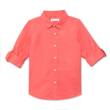 Kid Boys Coral Collar Neck Roll Up Sleeve Shirt