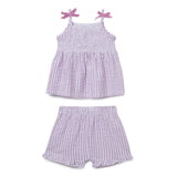 Baby Girls Gingham Checks Spaghetti Top With Bloomer Shorts 2pcs Set