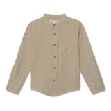 Kid Boys Grandad Neck Neck Roll Up Sleeve Shirt