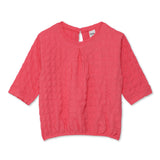 Kid Girls Round Neck Textured Short Top
