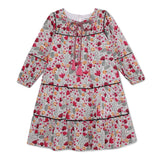 Kid Girls Decorative Tie Up Neck Printed Dress