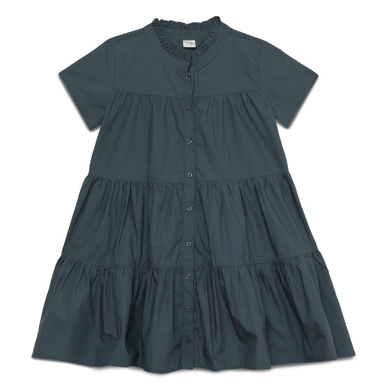 Kid Girls Frill Neck Half Sleeve Layered Dress